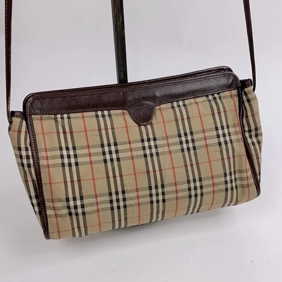 Burberry Ltd Ed Vintage "Shelter Under A Burberrys" Crossbody bag Fabric leather - Picture 10 of 17